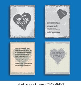 Retro Old Paper with Grunge Hearts. Vintage Frame and Texture.  Business Flyers, Posters or Magazines. 