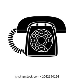 Retro Old Phone Icon - Contact Sign - Support Symbol