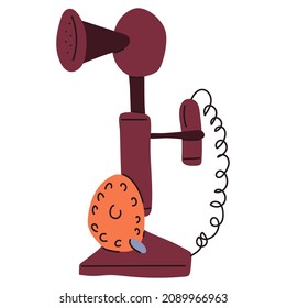 Ilustración de dibujos animados vectoriales de teléfonos antiguos retro aislados en un fondo blanco.