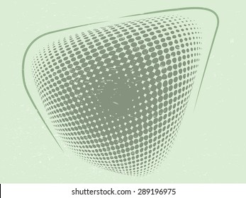 Retro old quadrilateral with halftone effect with waves