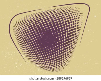 Retro old quadrilateral with halftone effect with waves