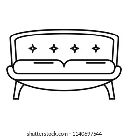 Retro old sofa icon. Outline illustration of retro old sofa vector icon for web design isolated on white background