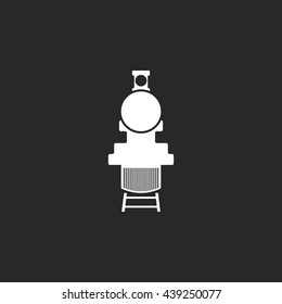 Retro old train sign simple icon on background