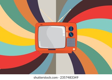 retro oldiest tv with colorfull background vector