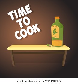 Retro Olive Oil Bottle. Vector eps 10