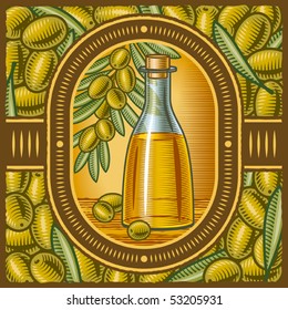 Retro olive oil. Vector