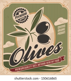 Retro olive poster design concept. 