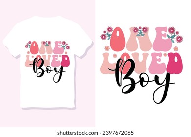 Retro One Loved boy Valentine Sublimation T-Shirt Design