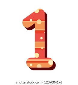 retro one number font on white background