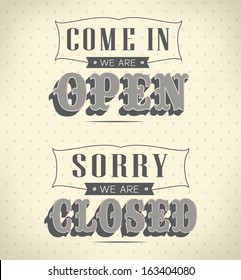 retro open and closed business sign