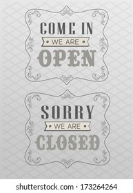 retro open and closed business sign