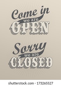 retro open and closed business sign
