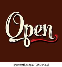 retro open sign, illustration in vector format