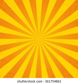 Retro orange background ray in vintage style  with dirt
