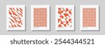 Retro orange geometric pattern background, abstract shape, line, circle, triangle and square art. Trendy bauhaus pattern backgrounds op-art set. Abstract art poster background