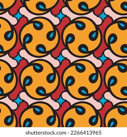 Retro Orange Grid Wave Seamless Pattern helle und lebendige orangefarbene Farbpalette, eine regelmäßige Gitterstruktur und ein spielerisches Wellenmotiv für Mode, Innenausstattung, Verpackung, Wallpaper