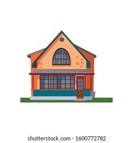 Retro Orange house Good Vector Icon