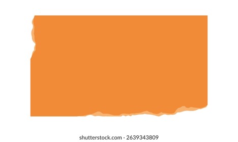 Retro orange rectangle sticker. Wrinkled badge with a ripped paper edge. Price tag. Old distressed blank label with grunge texture for scrapbook designs.	
