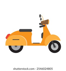 Retro Orange Scooter Vector Illustration, Classic Vespa Style Design for Creative Projects