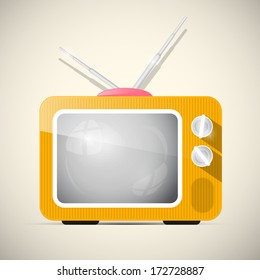 Retro Orange Vector Television, TV Illustration