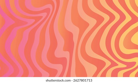 Retro orange waves in a colorful abstract seamless pattern design