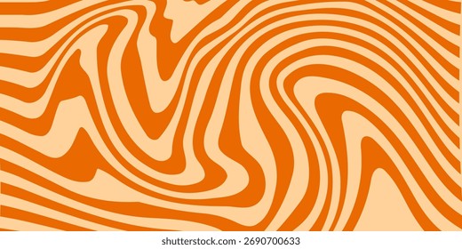 Fondo Abstractas ondulado naranja retro — Patrón de línea psicodélica de Antiguas