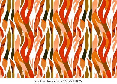 Retro orange and yellow striped tiger seamless pattern design.