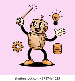 Retro Orchestrator Robot with Ideas and Data