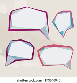 Retro origami speech bubble, vector abstract background