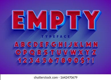 Retro original 3d display font design, alphabet, letters and numbers. Swatch color control