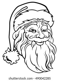 Retro original Christmas illustration of Santa Claus in a vintage woodcut style