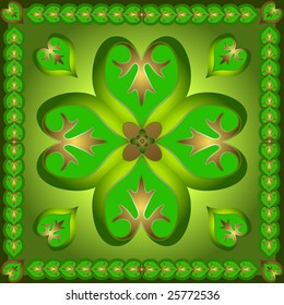 Retro  ornament with green shamrocks (vector)