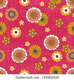 Retro Ornamental Classic Flowers Vector Seamless Pattern