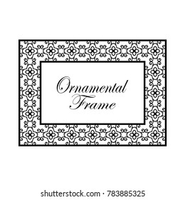 Retro ornamental frame. Flourished ornate border. Luxury elegant ornament. Vintage element. Template for design. Vector illustration