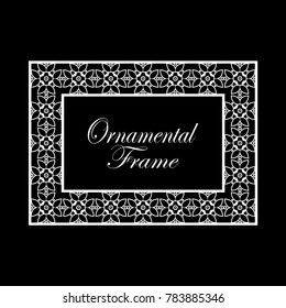 Retro ornamental frame. Flourished ornate border. Luxury elegant ornament. Vintage element. Template for design. Vector illustration