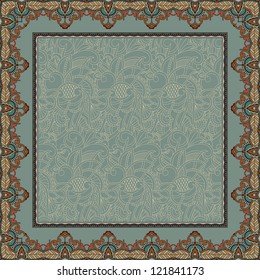 Retro ornamental frame on lace pattern background