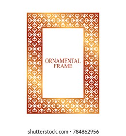 Retro ornamental golden frame. Flourished ornate border. Luxury elegant ornament. Vintage element. Template for design. Vector illustration