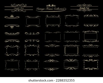 Retro ornamental golden frame, vintage rectangle ornaments and ornate border. Decorative corner. vector illustration.