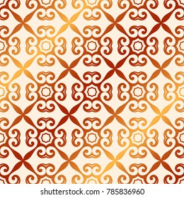 Retro ornamental golden seamless pattern. Flourished ornate background. Luxury elegant ornament. Vintage element. Template for design. Vector illustration