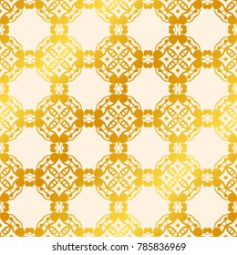 Retro ornamental golden seamless pattern. Flourished ornate background. Luxury elegant ornament. Vintage element. Template for design. Vector illustration