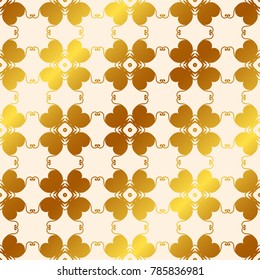 Retro ornamental golden seamless pattern. Flourished ornate background. Luxury elegant ornament. Vintage element. Template for design. Vector illustration