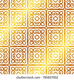 Retro ornamental golden seamless pattern. Flourished ornate background. Luxury elegant ornament. Vintage element. Template for design. Vector illustration