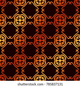 Retro ornamental golden seamless pattern. Flourished ornate background. Luxury elegant ornament. Vintage element. Template for design. Vector illustration