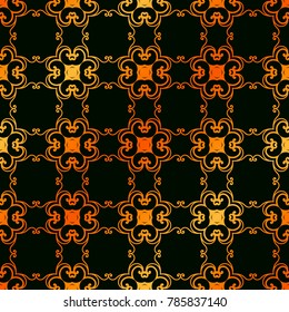 Retro ornamental golden seamless pattern. Flourished ornate background. Luxury elegant ornament. Vintage element. Template for design. Vector illustration