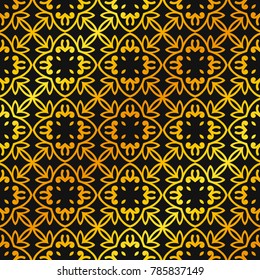 Retro ornamental golden seamless pattern. Flourished ornate background. Luxury elegant ornament. Vintage element. Template for design. Vector illustration
