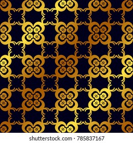 Retro ornamental golden seamless pattern. Flourished ornate background. Luxury elegant ornament. Vintage element. Template for design. Vector illustration
