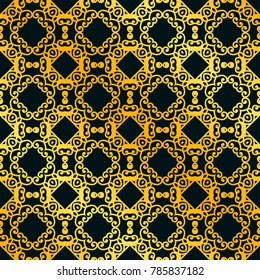 Retro ornamental golden seamless pattern. Flourished ornate background. Luxury elegant ornament. Vintage element. Template for design. Vector illustration