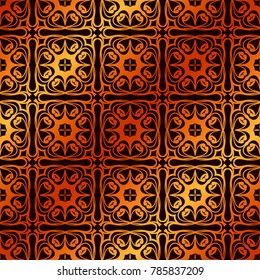 Retro ornamental golden seamless pattern. Flourished ornate background. Luxury elegant ornament. Vintage element. Template for design. Vector illustration