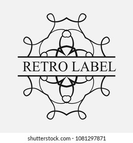 Retro ornamental label logo. Vintage luxury logotype for design of labels