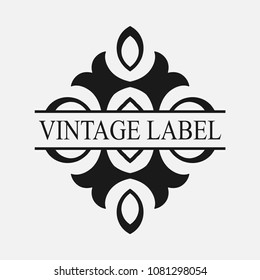 Retro ornamental label logo. Vintage luxury logotype for design of labels